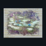 ** Monet Lily Pads Pond Old Gold Handwriting AR23 Postkarte<br><div class="desc">POSTCARD POST CARD ) Klassischer Monet mit alten Imitaten Gold Handschrift und einem subtilen Rainbow Pastel Hintergrund. Der Hintergrund ist sanft hellgrau-grünes Olive in Farbe. Energetisch Enhanced Elegant Feminine Romantic Ephemera Floral Painting Artistic Einzigartige Kreative Moderne und Romantische Vintag Old (SEARCH AR23 für ähnliche Designs) The ist ein Shabby Chic...</div>