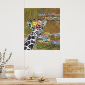Monet Lily Pond and Giraffe Compilation Poster (Küche)