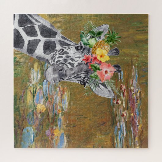 Monet Lily Pond and Giraffe Compilation Puzzle (Horizontal)