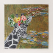 Monet Lily Pond and Giraffe Compilation Puzzle (Vertikal)