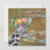 Monet Lily Pond und Giraffe Grußkarte (Vorderseite)