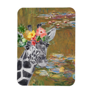 Monet Lily Pond und Giraffe Magnet