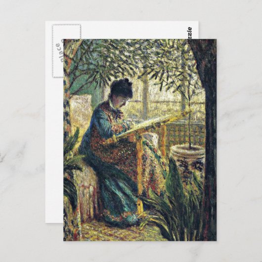 Monet - Madame Monet Stickerei Postkarte (Vorne/Hinten)