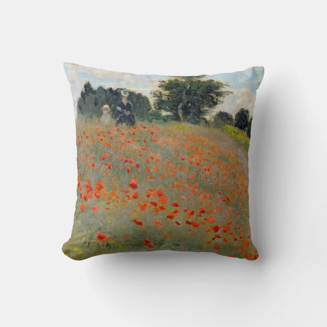 Monet Mohnblumen-Kissen Kissen (Vorderseite)
