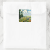 Monet - Mohnfeld, Argentinien, Quadratischer Aufkleber (Tasche)