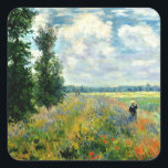 Monet - Mohnfeld, Argentinien, Quadratischer Aufkleber<br><div class="desc">Claude Monet 1875 Gemälde,  Poppy Field,  Argenteuil,  Bestseller</div>