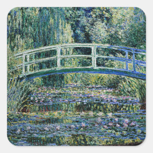Monet - Mohnfeld bei Argenteuil Quadratischer Aufkleber