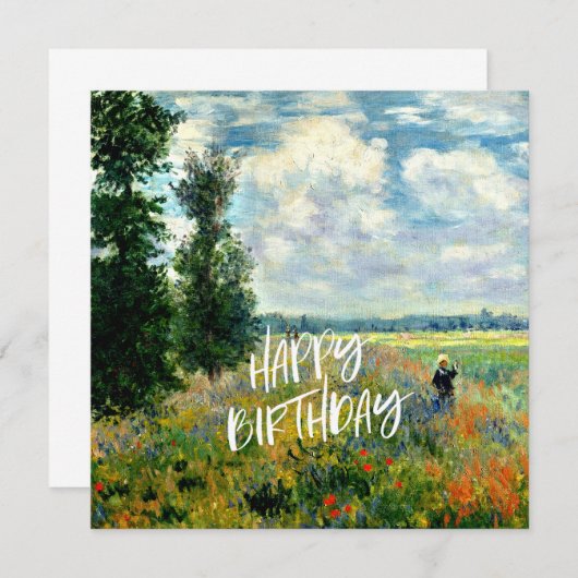 Monet - Mohnfelder, Argenteuil - Geburtstagswünsch (Vorne/Hinten)
