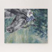 Monet Morning Seine und Black Horse Compilation Puzzle (Horizontal)