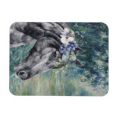Monet Morning Seine und Black Horse Magnet (Horizontal)
