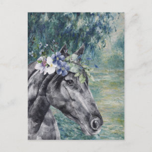 Monet Morning Seine und Black Horse Postkarte
