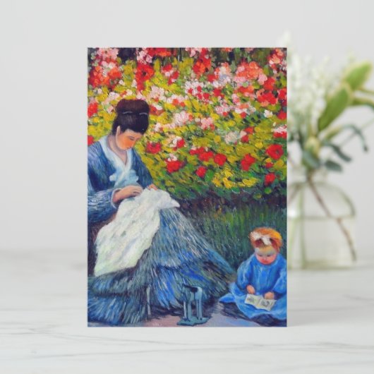 Monet Mother and Child in Garde Save the Date Card (Stehend Vorderseite)