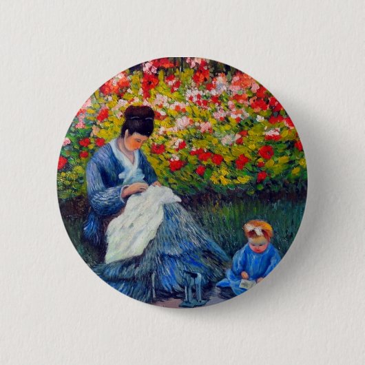 Monet Mutter und Kind im Garten Button (Vorderseite)