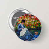 Monet Mutter und Kind im Garten Button (Vorne & Hinten)