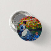 Monet Mutter und Kind im Garten Button (Vorne & Hinten)