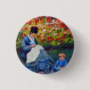 Monet Mutter und Kind im Garten Button