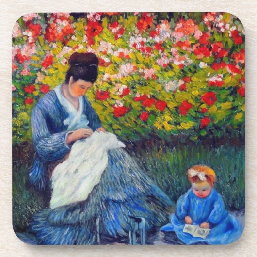 Monet Mutter und Kind im Garten Getränkeuntersetzer (Vorderseite)