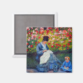 Monet Mutter und Kind im Garten Magnet (Vorderseite/Rückseite)