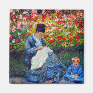 Monet Mutter und Kind im Garten Magnet