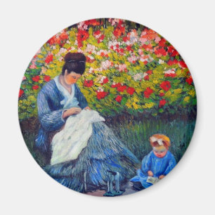 Monet Mutter und Kind im Garten Magnet