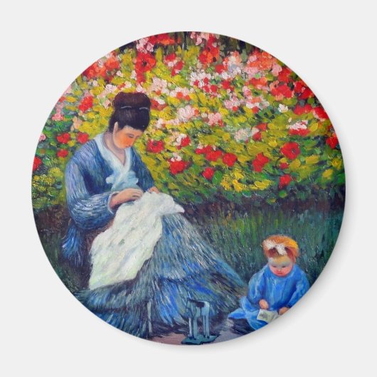 Monet Mutter und Kind im Garten Magnet (Vorne)