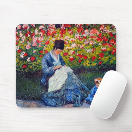 Monet Mutter und Kind im Garten Mousepad (Mit Mouse)