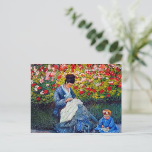 Monet Mutter und Kind im Garten Postkarte (Stehend Vorderseite)