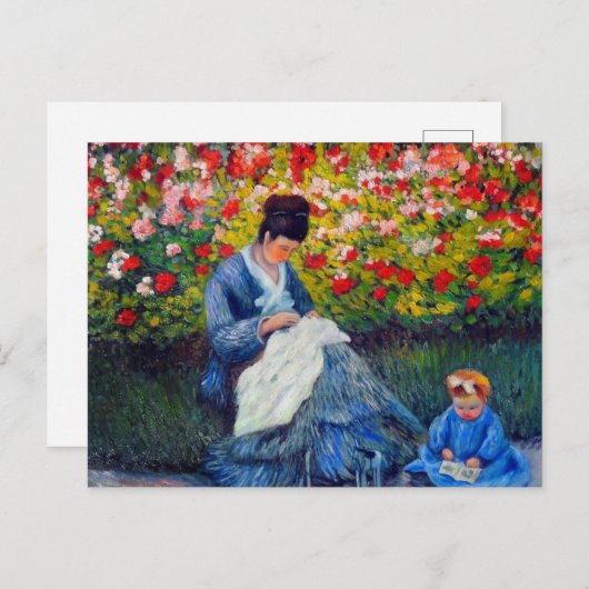 Monet Mutter und Kind im Garten Postkarte (Vorne/Hinten)