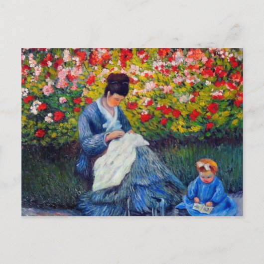 Monet Mutter und Kind im Garten Postkarte (Vorderseite)