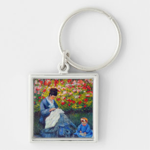 Monet Mutter und Kind im Garten Schlüsselanhänger