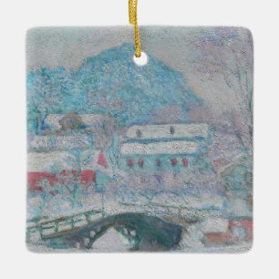 Monet - Norwegen, Dorf Sandviken im Schnee Keramikornament