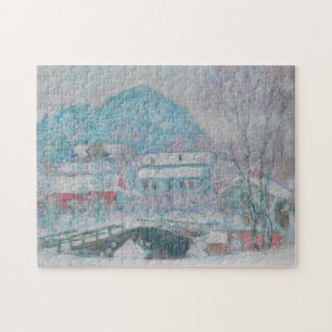 Monet - Norwegen, Dorf Sandviken im Schnee Puzzle