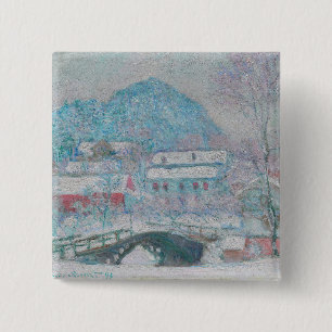 Monet - Norwegen, Sandviken Village in Snow Button
