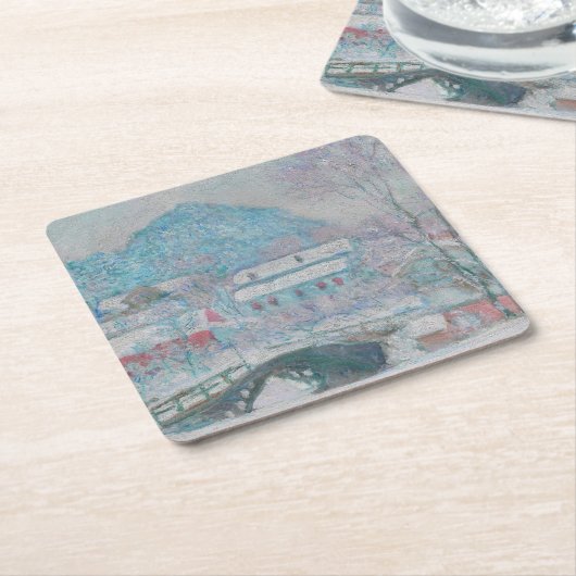 Monet - Norwegen, Sandviken Village in Snow Rechteckiger Pappuntersetzer (angewinkelt)