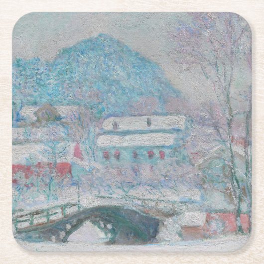 Monet - Norwegen, Sandviken Village in Snow Rechteckiger Pappuntersetzer (Vorderseite)