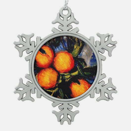 Monet - Orange Branch Bearing Frucht Schneeflocken Zinn-Ornament (Vorderseite)