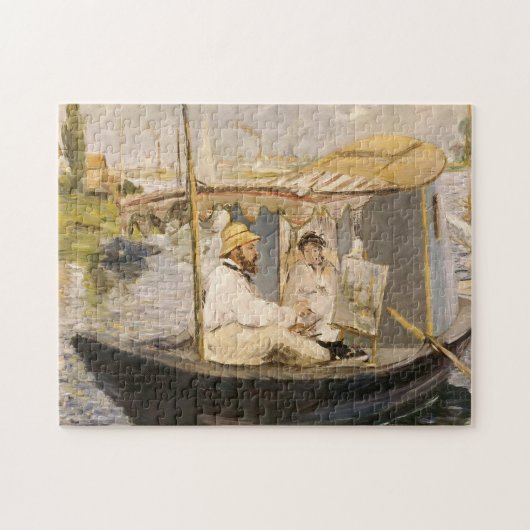 Monet Painting in seinem Studio Boat | Édouard Man Puzzle (Horizontal)
