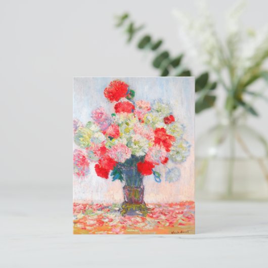 Monet Peonies Dankeskarte (Stehend Vorderseite)