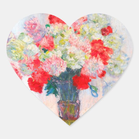 Monet Peonies Herz-Aufkleber (Vorderseite)