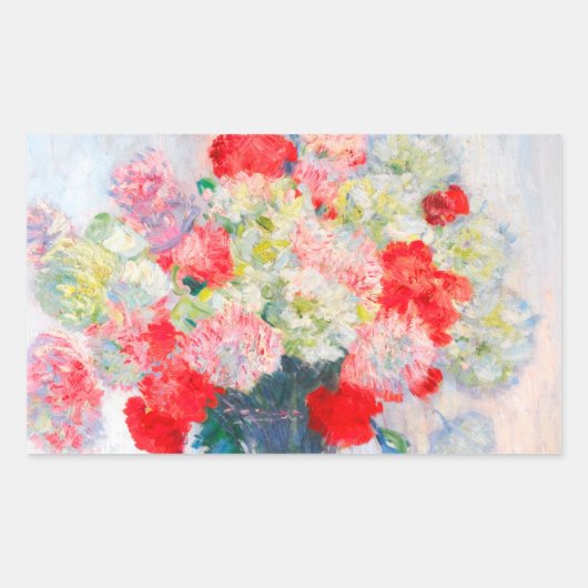 Monet Peonies Rechteckiger Aufkleber (Vorderseite)