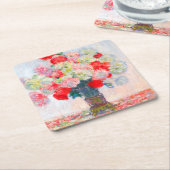 Monet Peonies Rechteckiger Pappuntersetzer (angewinkelt)