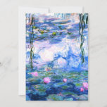 Monet Pink Water Lilies  Einladung<br><div class="desc">Eine Monet-Rosa-Wasserlililieneinladungskarte mit schönen rosa Seerosen,  die in einem ruhigen,  blauen Teich mit Lilienpolstern schwimmen. Ein großartiges Monet-Geschenk für die Liebhaber von Impressionismus und französischer Kunst.</div>