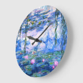Monet Pink Water Lilies Große Wanduhr (Winkel)