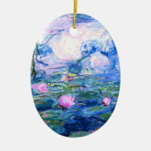 Monet Pink Water Lilies  Keramik Ornament