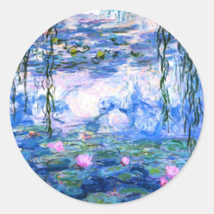 Monet Pink Water Lilies Runder Aufkleber