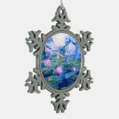Monet Pink Water Lilies  Schneeflocken Zinn-Ornament (Links)
