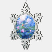 Monet Pink Water Lilies  Schneeflocken Zinn-Ornament (Rechts)