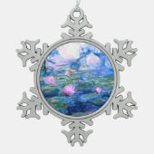 Monet Pink Water Lilies Schneeflocken Zinn-Ornament (Vorderseite)