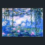 Monet Pink Water Lilies  Tischnummer<br><div class="desc">Eine rosa Monet-Wasserlililienkarte mit schönen rosa Seerosen,  die in einem ruhigen,  blauen Teich mit Lilienpolstern schwimmen. Ein großartiges Monet-Geschenk für die Liebhaber von Impressionismus und französischer Kunst.</div>