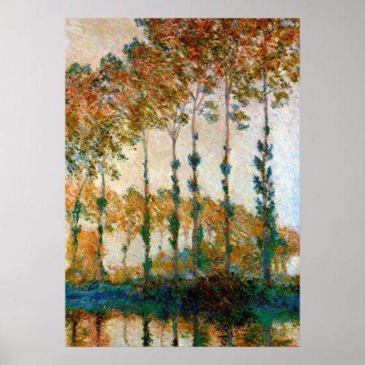Monet - Poplars am Flussufer des Epte im Herbst Poster (Vorne)